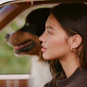 Layered Hoop Earrings by Anthropologie Gold Tone NWT